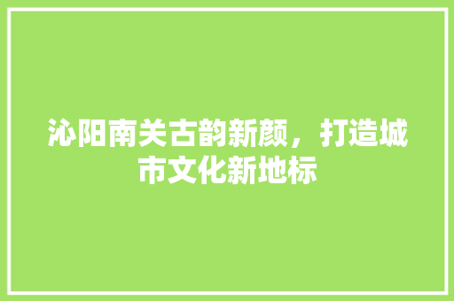 沁阳南关古韵新颜，打造城市文化新地标  第1张