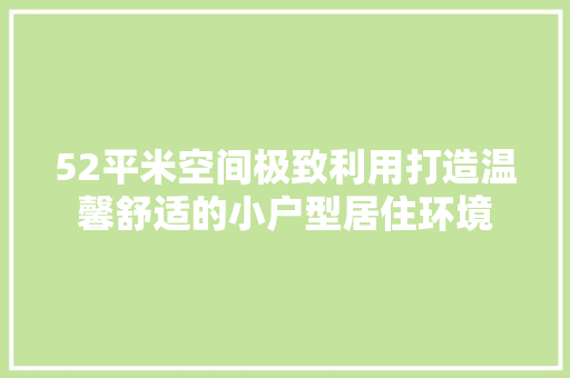 52平米空间极致利用打造温馨舒适的小户型居住环境  第1张