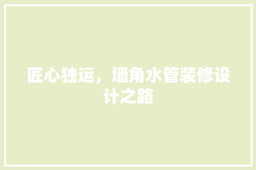 匠心独运，墙角水管装修设计之路  第1张