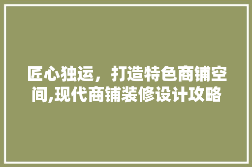 匠心独运，打造特色商铺空间,现代商铺装修设计攻略  第1张