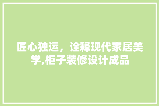 匠心独运，诠释现代家居美学,柜子装修设计成品  第1张