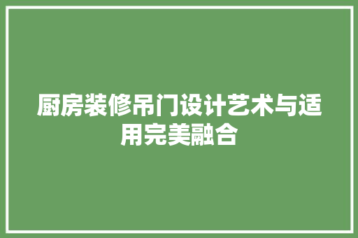 厨房装修吊门设计艺术与适用完美融合  第1张