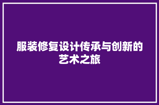 服装修复设计传承与创新的艺术之旅