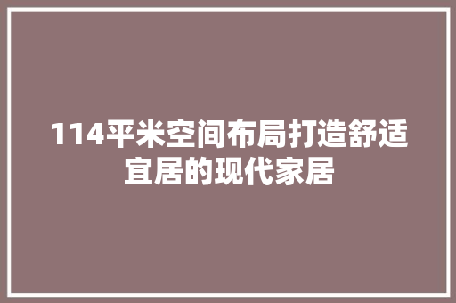 114平米空间布局打造舒适宜居的现代家居  第1张