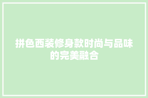 拼色西装修身款时尚与品味的完美融合