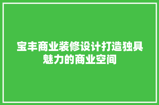 宝丰商业装修设计打造独具魅力的商业空间  第1张