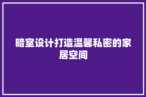暗室设计打造温馨私密的家居空间
