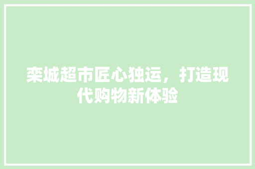 栾城超市匠心独运，打造现代购物新体验