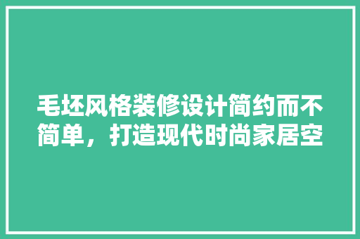 毛坯风格装修设计简约而不简单，打造现代时尚家居空间  第1张