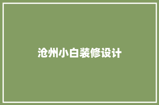 沧州小白装修设计