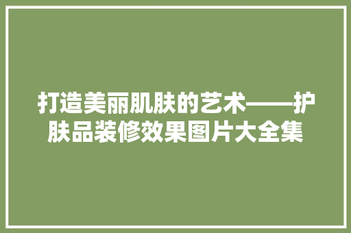 打造美丽肌肤的艺术——护肤品装修效果图片大全集