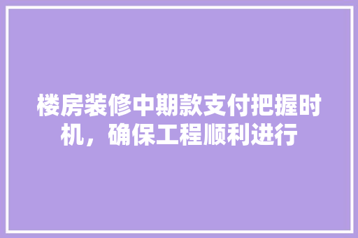 楼房装修中期款支付把握时机，确保工程顺利进行