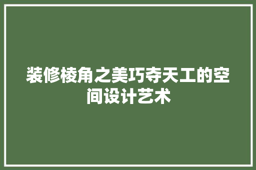 装修棱角之美巧夺天工的空间设计艺术  第1张