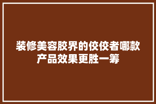 装修美容胶界的佼佼者哪款产品效果更胜一筹
