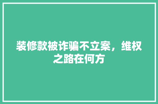装修款被诈骗不立案，维权之路在何方