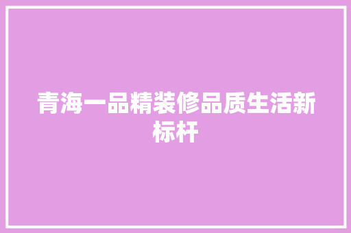 青海一品精装修品质生活新标杆  第1张
