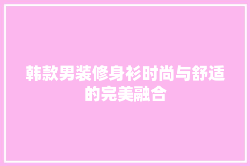 韩款男装修身衫时尚与舒适的完美融合