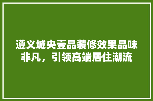 遵义城央壹品装修效果品味非凡，引领高端居住潮流