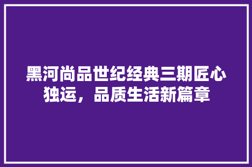 黑河尚品世纪经典三期匠心独运，品质生活新篇章  第1张