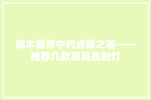 原木装修中的点睛之笔——推荐几款高品质射灯