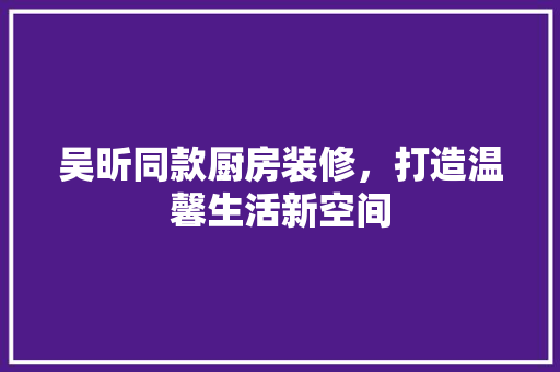 吴昕同款厨房装修，打造温馨生活新空间  第1张