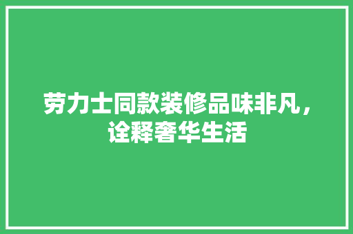 劳力士同款装修品味非凡，诠释奢华生活  第1张
