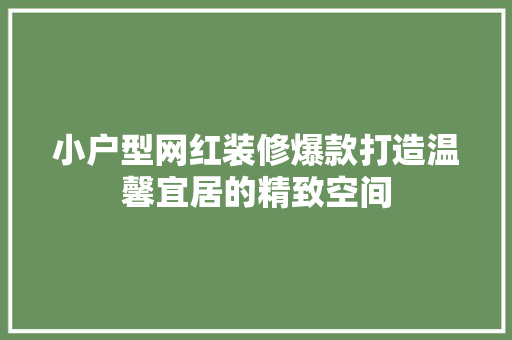 小户型网红装修爆款打造温馨宜居的精致空间  第1张