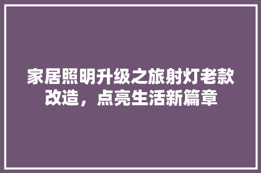 家居照明升级之旅射灯老款改造，点亮生活新篇章