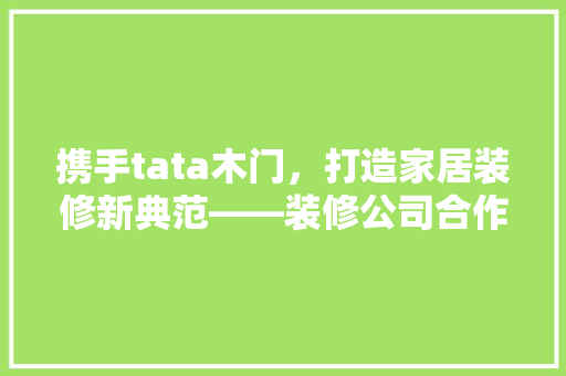 携手tata木门，打造家居装修新典范——装修公司合作款详细