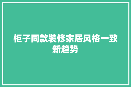 柜子同款装修家居风格一致新趋势  第1张