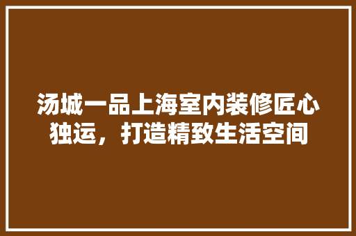 汤城一品上海室内装修匠心独运，打造精致生活空间