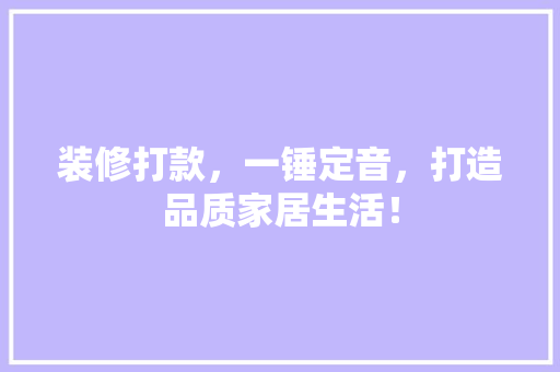 装修打款，一锤定音，打造品质家居生活！