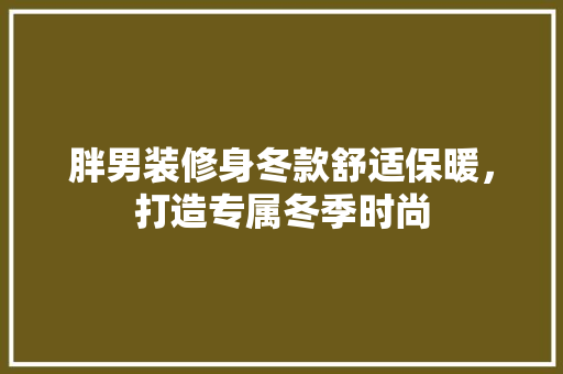 胖男装修身冬款舒适保暖，打造专属冬季时尚