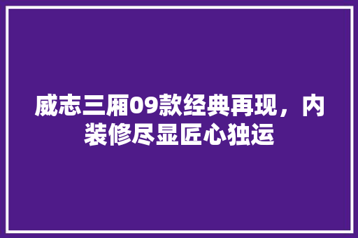 威志三厢09款经典再现，内装修尽显匠心独运  第1张