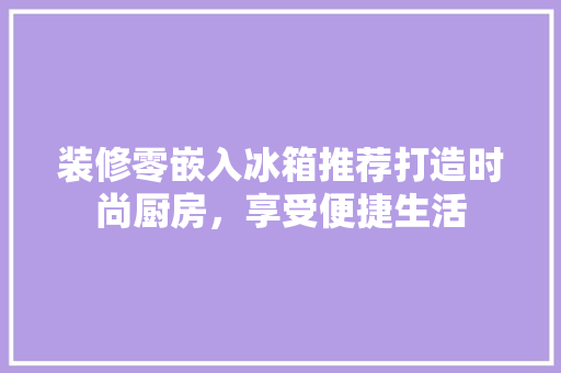 装修零嵌入冰箱推荐打造时尚厨房，享受便捷生活