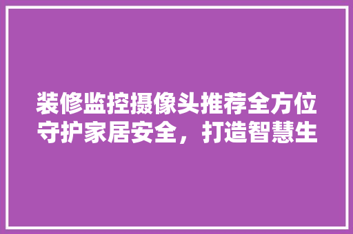 装修监控摄像头推荐全方位守护家居安全，打造智慧生活新体验