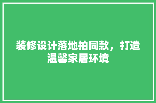 装修设计落地拍同款，打造温馨家居环境