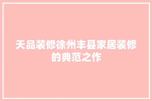 天品装修徐州丰县家居装修的典范之作  第1张