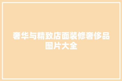 奢华与精致店面装修奢侈品图片大全