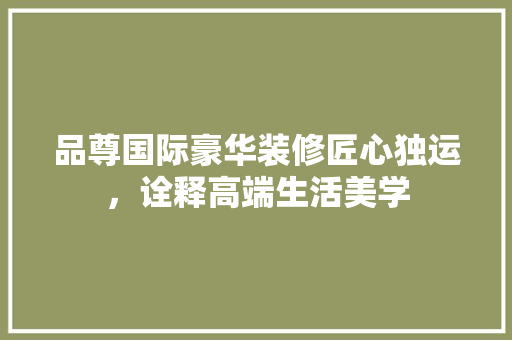 品尊国际豪华装修匠心独运，诠释高端生活美学  第1张