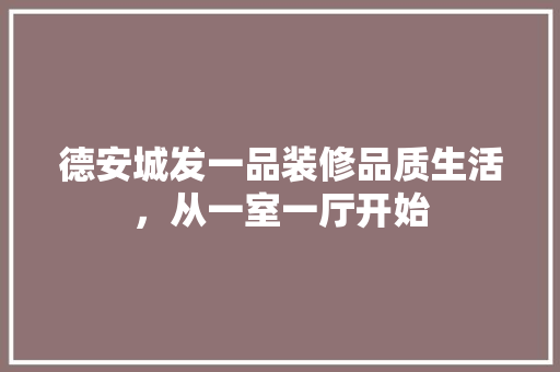 德安城发一品装修品质生活，从一室一厅开始
