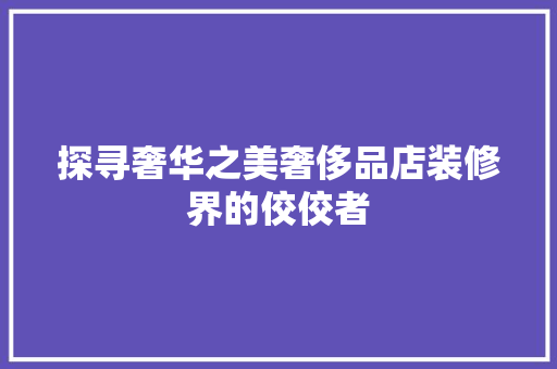探寻奢华之美奢侈品店装修界的佼佼者  第1张