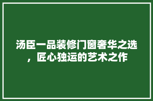 汤臣一品装修门窗奢华之选，匠心独运的艺术之作  第1张