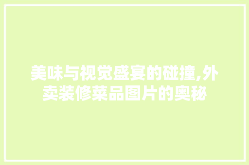 美味与视觉盛宴的碰撞,外卖装修菜品图片的奥秘  第1张