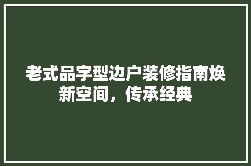 老式品字型边户装修指南焕新空间，传承经典  第1张