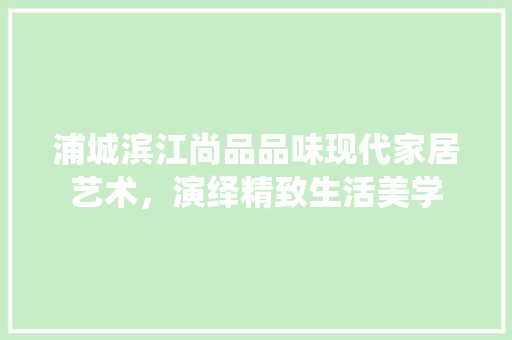 浦城滨江尚品品味现代家居艺术，演绎精致生活美学  第1张
