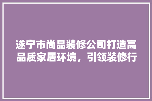 遂宁市尚品装修公司打造高品质家居环境，引领装修行业新潮流