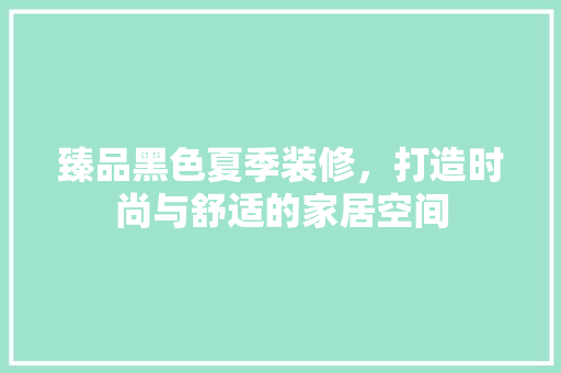 臻品黑色夏季装修，打造时尚与舒适的家居空间