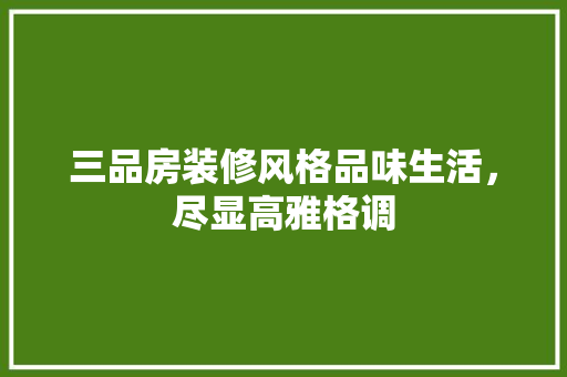 三品房装修风格品味生活，尽显高雅格调  第1张