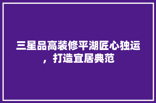 三星品高装修平湖匠心独运，打造宜居典范  第1张
